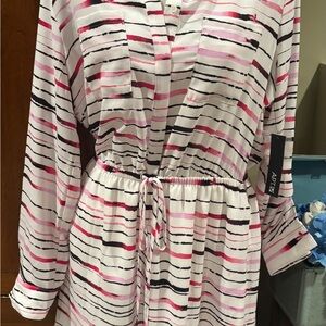 Apt. 9 Pink and Black Striped Long Sleeve Dress